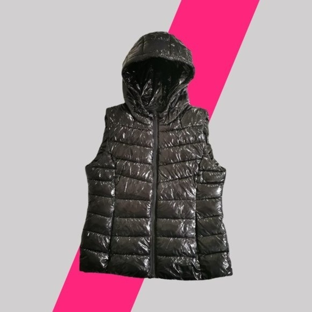 Women's Philosophy hooded puffer vest | Color: Black | Size M